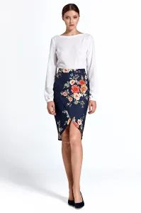 Colett Woman's Skirt Csp06 Flowers Navy Blue #2818909