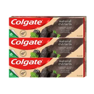 Colgate Natural Extracts Charcoal + White bieliaca zubná pasta s aktívnym uhlím 3 x 75 ml #67237
