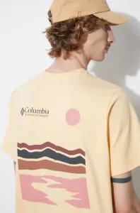 Bavlnené tričko Columbia Explorers Canyon žltá farba, vzorovaný, 2036451