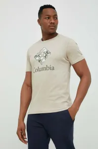 Bavlnené tričko Columbia béžová farba, s potlačou #6347772