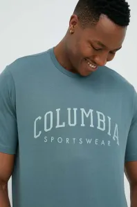 Bavlnené tričko Columbia Rockaway River zelená farba, vzorované, 2022181