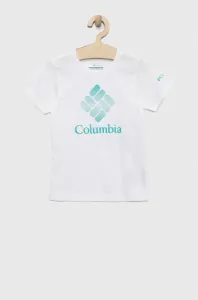 Detské bavlnené tričko Columbia Mission Lake Short Sleeve Graphic Shirt biela farba