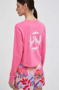 Bavlnené tričko s dlhým rukávom Columbia ružová farba #8676396
