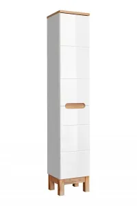 Kúpeľňová skrinka s košom Bali 804 2D 1S biela/dub votan