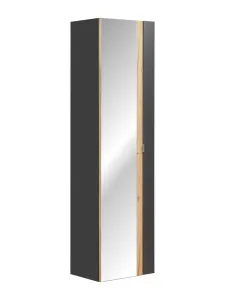 Kúpeľňová skrinka so zrkadlom Capri 803 1D čierny mat/dub kraft zlatý