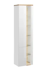 Závesná skrinka do kúpeľne vysoká Bahama 800 2D alpská biela/dub votan