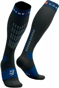 Compressport Alpine Ski Full Socks Black/Estate Blue T4 Bežecké ponožky