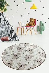 Detský kulatý koberec Koala 100 cm sivý