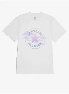 Bavlnené tričko Converse biela farba, s potlačou