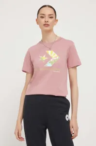 Bavlnené tričko Converse ružová farba #8767518