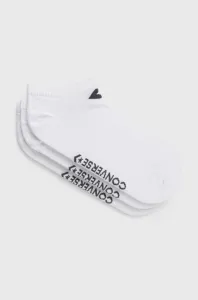 Ponožky Converse 3-pak dámske, biela farba