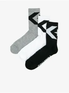 Set of three pairs of socks in grey, white and black Converse - Men