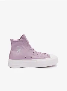 Light Purple Women's Leather Ankle Sneakers on the Converse Platform - Women #8100389