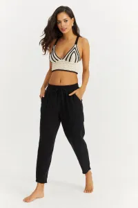 Cool & Sexy Women's Black Muslin Pants with Elastic Waist
