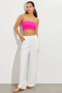 Cool & sexy dámske biele palazzo nohavice s elastickým pásom TC140