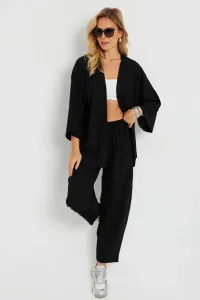 Cool & Sexy Women's Cress Kimono Suit Black Q983 #9189866