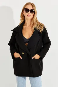 Cool a sexy dámsky čierny oversize kabát