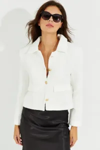 Cool & sexy dámska Ecru Tweed krátka bunda
