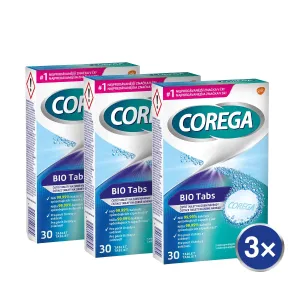 COREGA Bio tabs antibakteriálne tablety na zubné náhrady 3 x 30 kusov