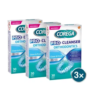 COREGA Pre cleanser orthodontics čistiace tablety pre strojčeky 3 x 30 kusov