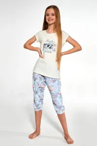 Dievčenské pyžamo Cornette Smile - krátky rukáv Ecru 122-128