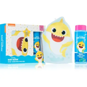 Pinkfong Baby Shark Gift Set darčeková kazeta pena do kúpeľa 250 ml + rukavice na umývanie pre deti