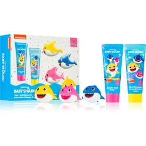Pinkfong Baby Shark Gift Set darčeková kazeta pena do kúpeľa Baby Shark 75 ml + 2in1 šampón a kondicionér Baby Shark 75 ml + hračka do kúpeľa 3 ks #393601