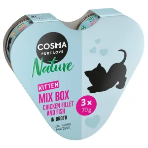 Cosma Nature Kitten Heart-Box 3 x 70 g - s 3 rôznymi druhmi