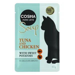 Výhodné balenie Cosma Soup 48 x 40 g  - tuniak a kurča s batátmi