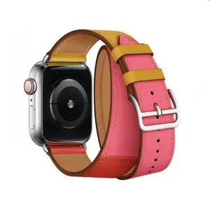 Remienok z teľacej kože (dlhý) COTEetCI pre Apple Watch 42/44/45mm, oranžovo/ružový