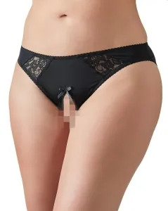 Cottelli Plus Size – čipkované otvorené nohavičky (čierne)L