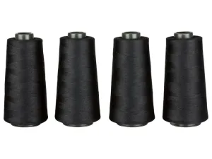 crelando® Overlockové nite na šitie, 4 kusy (čierna)