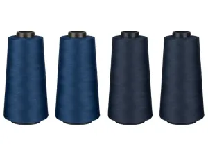 crelando® Overlockové nite na šitie, 4 kusy (námornícka modrá/džínsová )