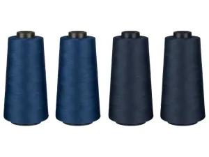 crelando® Overlockové šijacie nite, 4 kusy (námornícka modrá/denim)