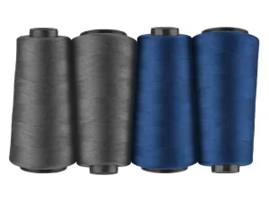 crelando® Overlockové šijacie nite, 4 kusy (sivá/modrá)