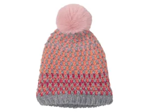 CRIVIT Detská pletená čiapka (134/146, ružová/sivá)