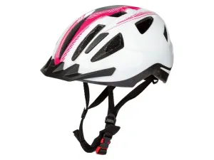 CRIVIT Cyklistická prilba so zadným svetlom (biela/sivá/ružová, S/M)