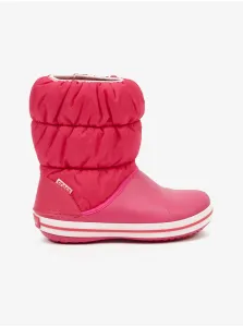 Ružové dievčenské snehule detské Crocs Winter Puff #5573489