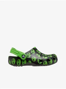Zeleno-čierne vzorované detské papuče Crocs Classic