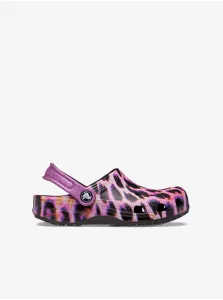 Fialové dievčenské papuče so zvieracím vzorom Crocs #253289