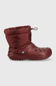 Snehule Crocs Classic Lined Neo Puff Boot bordová farba, 206630 #7863445