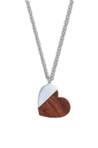 CRYSTalp Romantický oceľový náhrdelník Wooden Heart 30450.W1.E