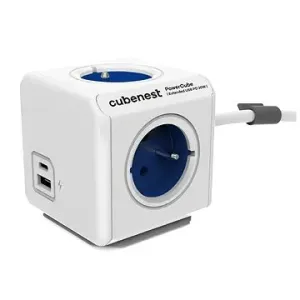 Cubenest Powercube Extended USB PD 20W, A + C, 4× zásuvka, 1,5 m, biela/modrá