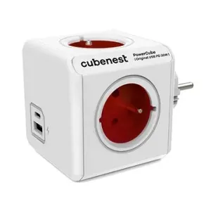 Cubenest Powercube Original USB PD 20W, A + C, 4× zásuvka, biela/červená