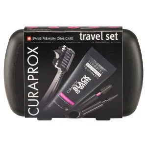 CURAPROX Travel set Black Is White 1x zubná kefka, 2x medzizubná kefka stromčeková, 1x zubná pasta 10 ml, 1x1 set