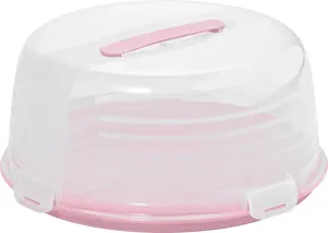 CURVER Podnos s vrchnákom okrúhly 34,7 × 15,6 × 34,7 cm CAKE BOX ružový