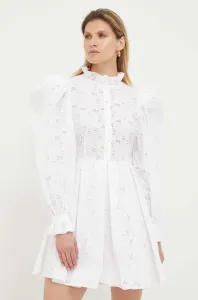 Bavlnené šaty Custommade Jennifer biela farba, mini, áčkový strih