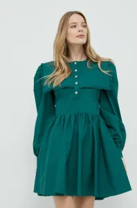 Bavlnené šaty Custommade zelená farba, mini, áčkový strih #4250765