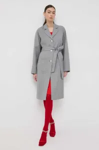 Kabát Custommade dámsky, šedá farba, prechodný