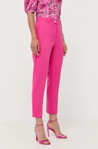 Nohavice Custommade dámske, ružová farba, rovné, vysoký pás #8743039